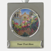 Carmel Spain Mission California Garden Verzilverd Banner Ornament (Voorkant)