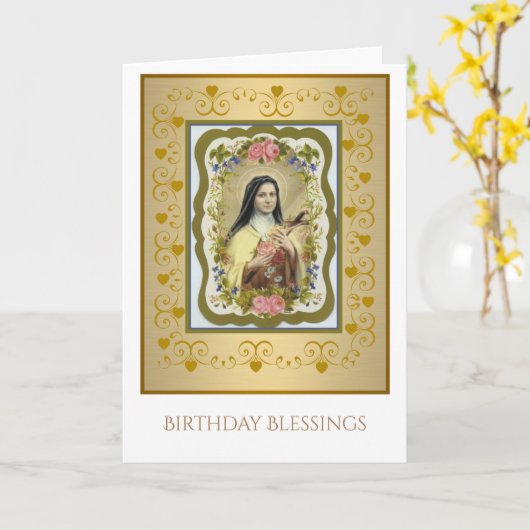 Carmelite Nun St. Therese the Little Flower Kaart (Gele Bloem)