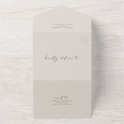 CARMEN Aquarelkaart Reisbestemming Trouwdag All In One Uitnodiging (Buitenkant)