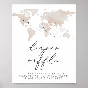 CARMEN Beige Kaart Avontuur Baby Luier Raffle Poster