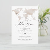 CARMEN Beige Kaart Avontuur Baby shower (Staand voorkant)