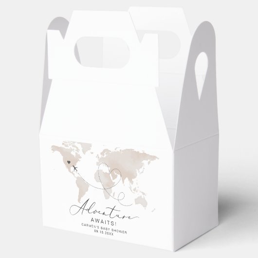 CARMEN Beige Kaart Avontuur Baby shower Bedankdoosjes (Geopend)