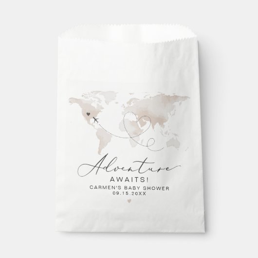 CARMEN Beige Kaart Avontuur Baby shower Bedankzakje (Voorkant)
