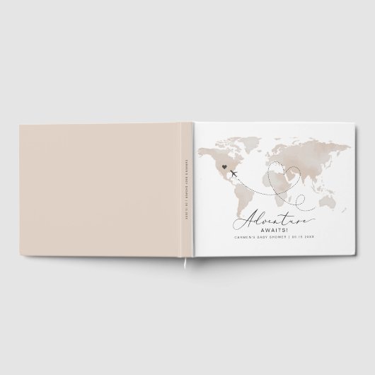 CARMEN Beige Kaart Avontuur Baby shower Gastenboek (Volledig)