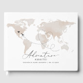 CARMEN Beige Kaart Avontuur Baby shower Gastenboek (Voorkant)