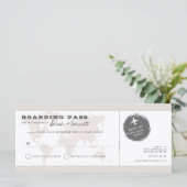 CARMEN Beige Wereldkaart instapkaart RSVP-kaart Menu (Staand voorkant)