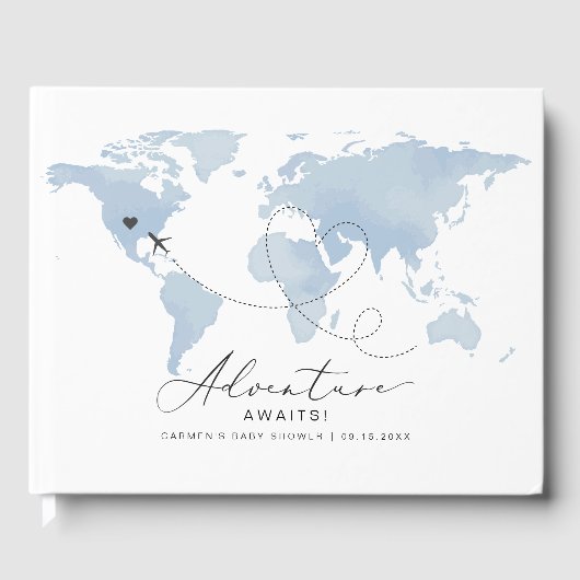 CARMEN Blue Kaart Adventure Baby shower Gastenboek (Voorkant)