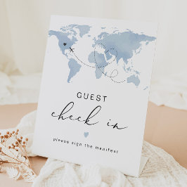 CARMEN Blue Travel Thema Gast Inchecken Reclamebord Met Voetstuk