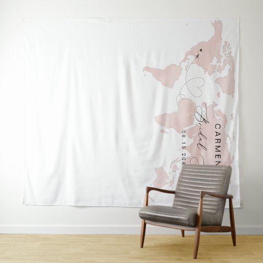 CARMEN Blush Map reisavontuur Vrijgezellenfeest Wandkleed (In Situ (horizontaal))