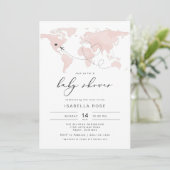 CARMEN Blush Roze Wereldkaart Reis Avontuur Baby B Kaart (Staand voorkant)