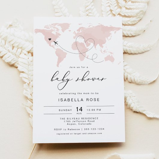 CARMEN Blush Roze Wereldkaart Reis Avontuur Baby B Kaart
