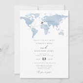 CARMEN Destination Blue Map Wedding Details Invita Kaart (Voorkant)