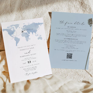 CARMEN Destination Blue Map Wedding Details Invita Kaart