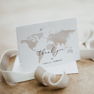 CARMEN Destination Travel Adventure Beige Map Bedankkaart