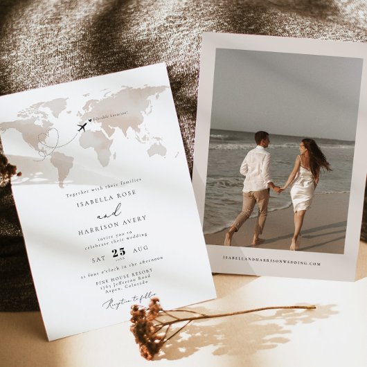 CARMEN Destination Waterverf Map Reizen bruiloft Kaart