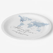 CARMEN Dusty Blue Map Adventure Baby shower Papieren Bordje (Gekanteld)