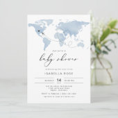 CARMEN Dusty Blue Map Baby shower voor reisavontuu Kaart (Staand voorkant)