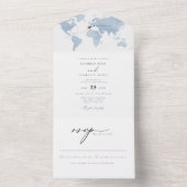 CARMEN Dusty Blue Map Reisbestemming Weddenschap A All In One Uitnodiging (Binnen)