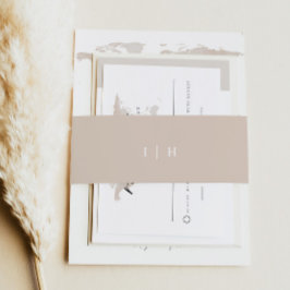 CARMEN Eenvoudige minimalistische crème Beige brui Uitnodigingen Wikkel