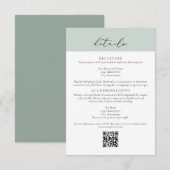 CARMEN Green Passport Style Wedding QR Detail Card Kaart (Voorkant / Achterkant)