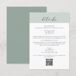 CARMEN Green Passport Style Wedding QR Detail Card Kaart