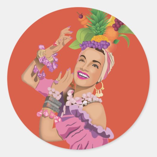 Carmen Miranda Ronde Sticker (Voorkant)