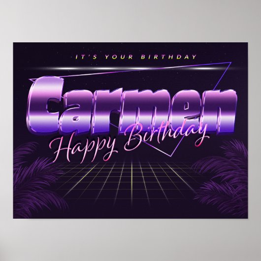 Carmen Name Vorname lila retro Poster Geburtstag (Voorkant)