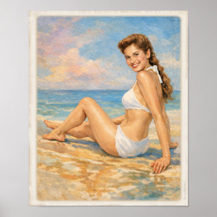 Carmen op het strand Pin Up Poster