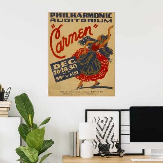 Carmen Opera  Theater WPA-Poster Poster (Thuiskantoor)