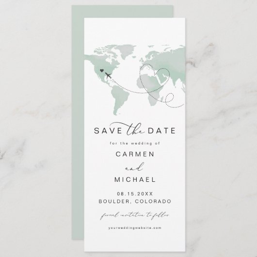 CARMEN Travel Bestemming Groene Kaart Save the Dat (Voorkant / Achterkant)