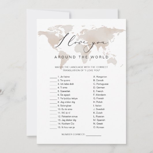 CARMEN Travel I Love You Around the World Game Kaart (Voorkant)