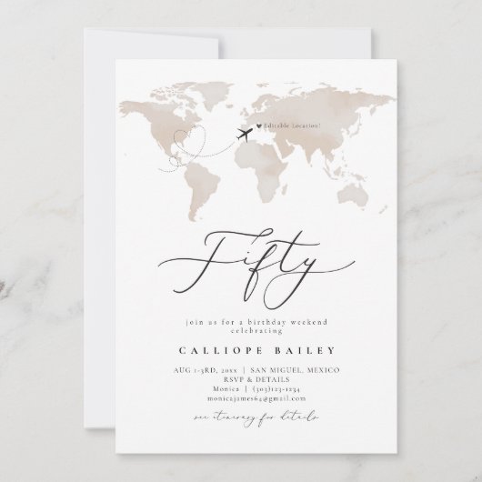 CARMEN Waterverf Kaart Bestemming 50e Verjaardag (Voorkant)