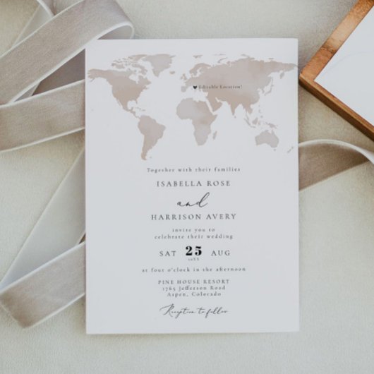 CARMEN Waterverf Map reisavontuur bruiloft Kaart