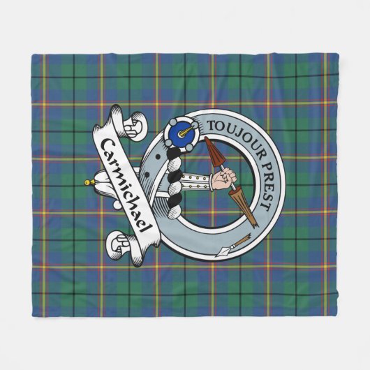 Carmichael Ancient Clan Badge Tartan Pset Fleece Deken (Voorkant (Horizontaal))