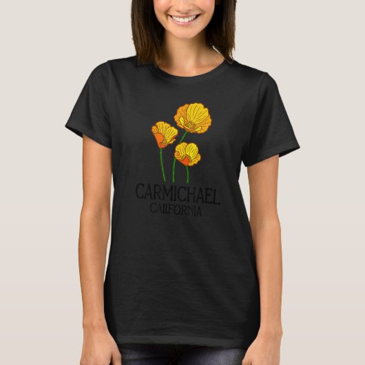 Carmichael California Poppy Flower State City V T-shirt (Voorkant)