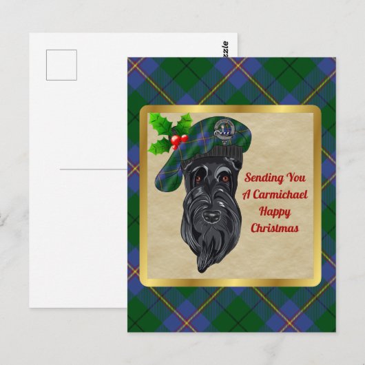 Carmichael Clan Badge & Tartan Kerstmis Briefkaart (Voorkant / Achterkant)