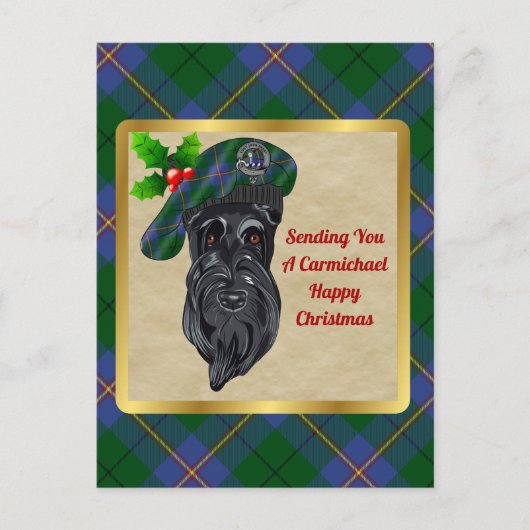 Carmichael Clan Badge & Tartan Kerstmis Briefkaart (Voorkant)