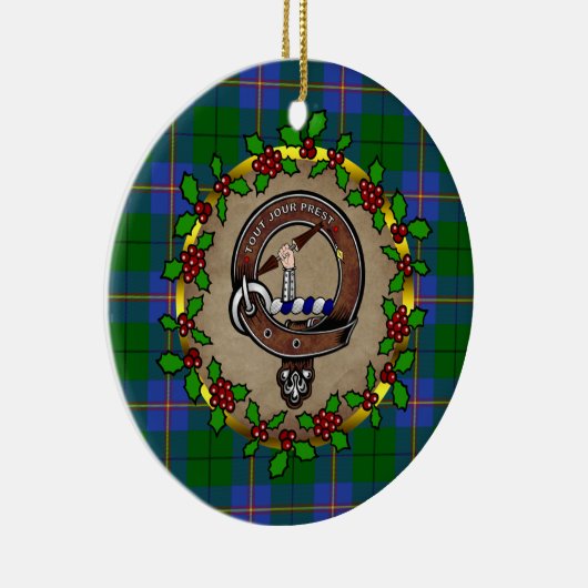 Carmichael Clan Badge & Tartan Persoonlijke mas Keramisch Ornament (Rechts)