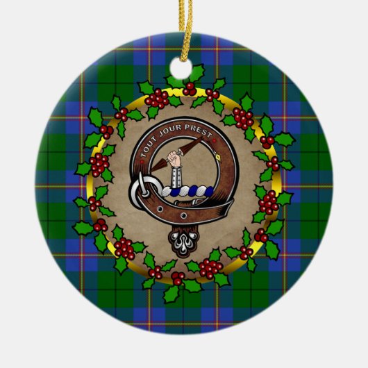 Carmichael Clan Badge & Tartan Persoonlijke mas Keramisch Ornament (Voorkant)