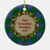 Carmichael Clan Badge & Tartan Persoonlijke mas Keramisch Ornament (Achterkant)