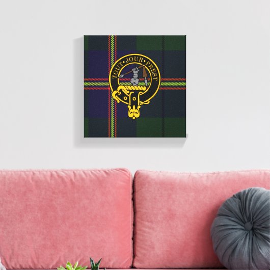 Carmichael Scottish Crest en Tartan Canvas print (Insitu (Woonkamer))