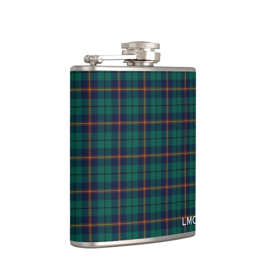 Carmichael Tartan Donker Groen Plaid Monogram Heupfles (Rechts)