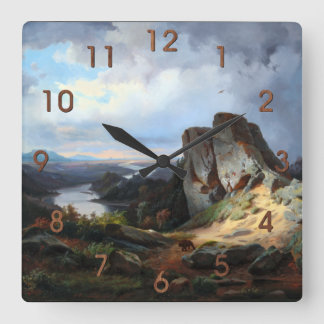 Carmiencke - Western landschap Beer Square Wall Cl Vierkante Klok