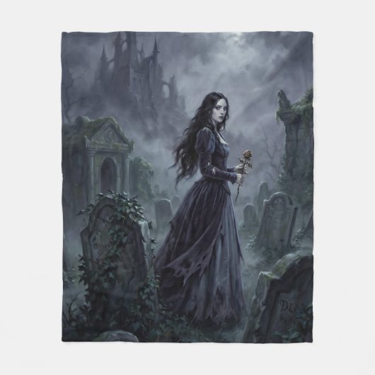 Carmilla Wandering the Styrian Mist Fleece Deken (Voorkant)