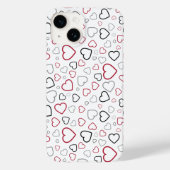 Carmin Red Gray Happy Hearts-patroon Case-Mate iPhone Case (Achterkant)