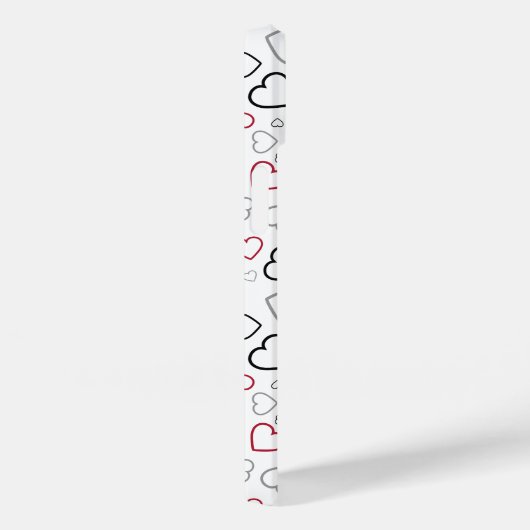 Carmin Red Gray Happy Hearts-patroon Case-Mate iPhone Case (Achterkant / Rechts)