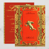 Carmine en Gold Cupid Kaart (Voorkant / Achterkant)