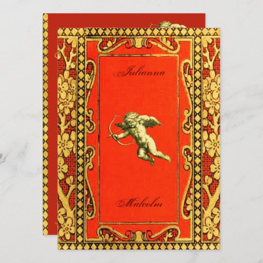 Carmine en Gold Cupid Kaart (Voorkant / Achterkant)