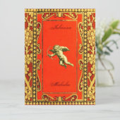 Carmine en Gold Cupid Kaart (Staand voorkant)