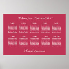 Carmine Magenta 10 Tafel Stoelindeling Poster